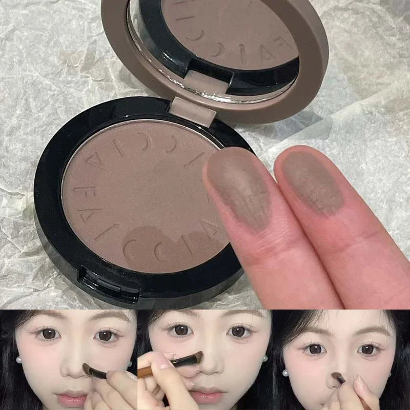 Facial Contouring Powder Palette - Matte Cement Brown for 3D Makeup & Nose Shadow