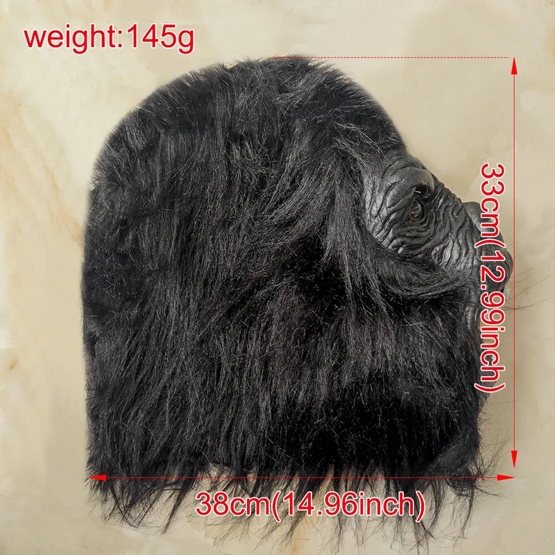 Black Realistic Gorilla Latex Mask for Halloween Cosplay Animal Headgear