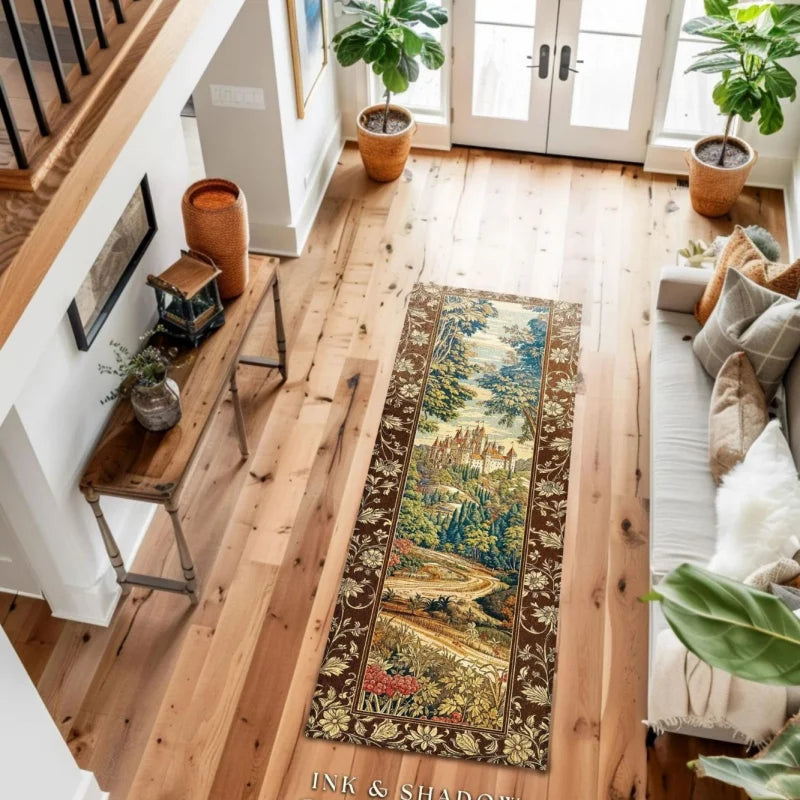 Medieval Style Anti-Slip Floor Runner Carpet for Living Room & Kitchen
