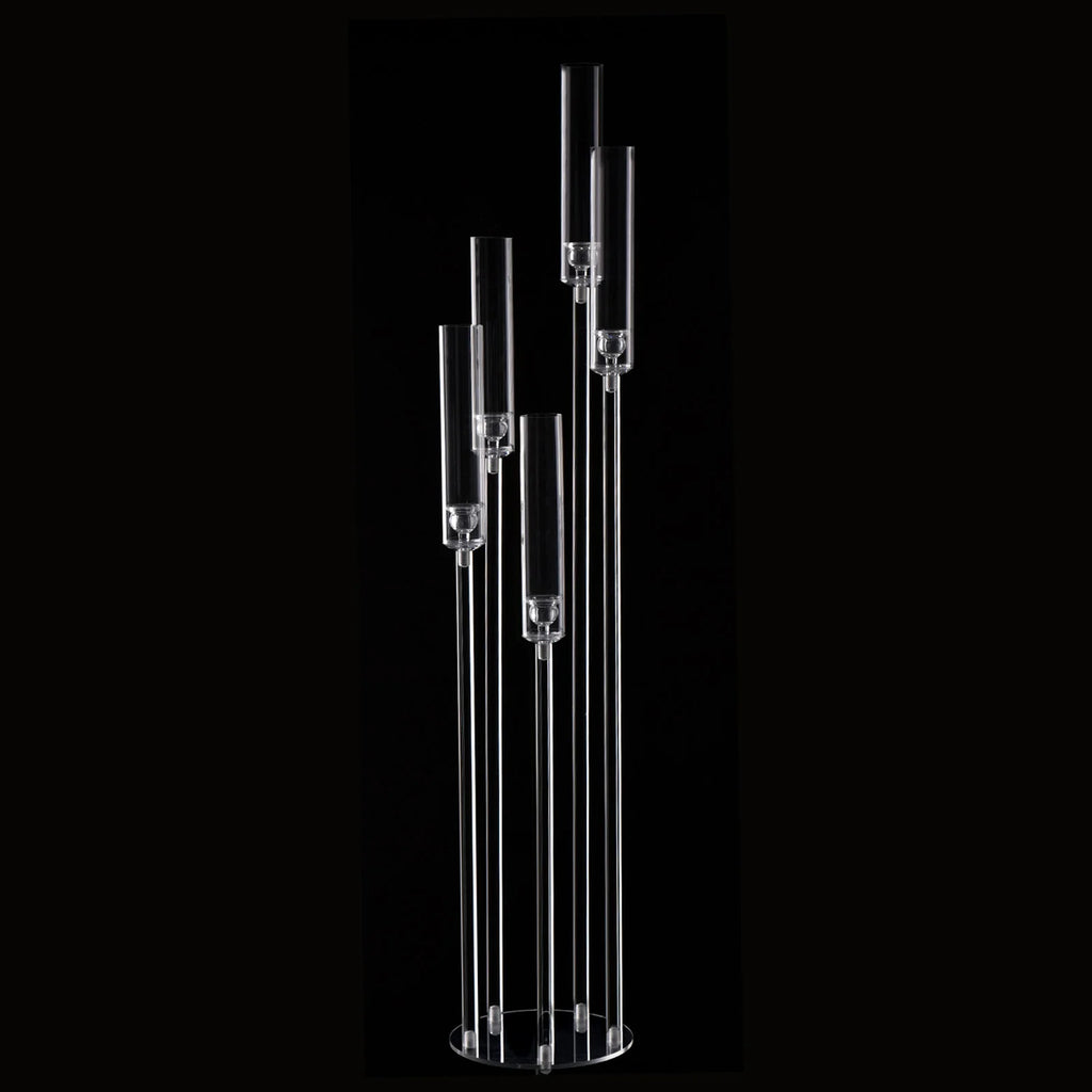 Tall Acrylic Floor Candelabra 5 Arm Candle Holder for Wedding & Home Decor