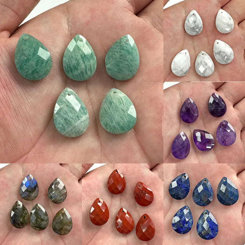 Water Drop Shape Gem Charms for Jewelry Making - Faceted Amazonite Pendant 13x18mm