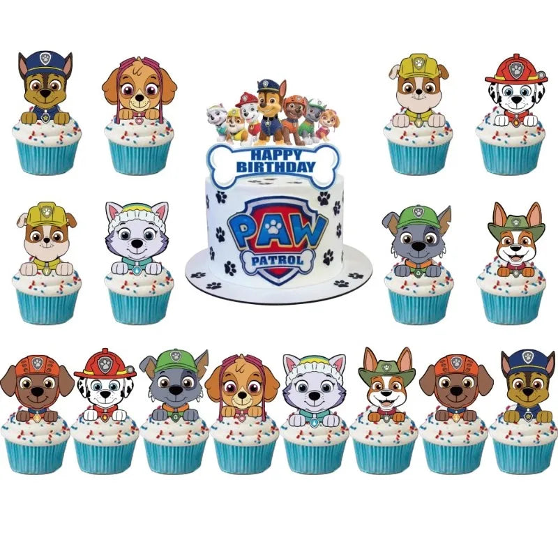 17Pcs Paw Patrol Birthday Cake Topper Set Kids Party Decorations