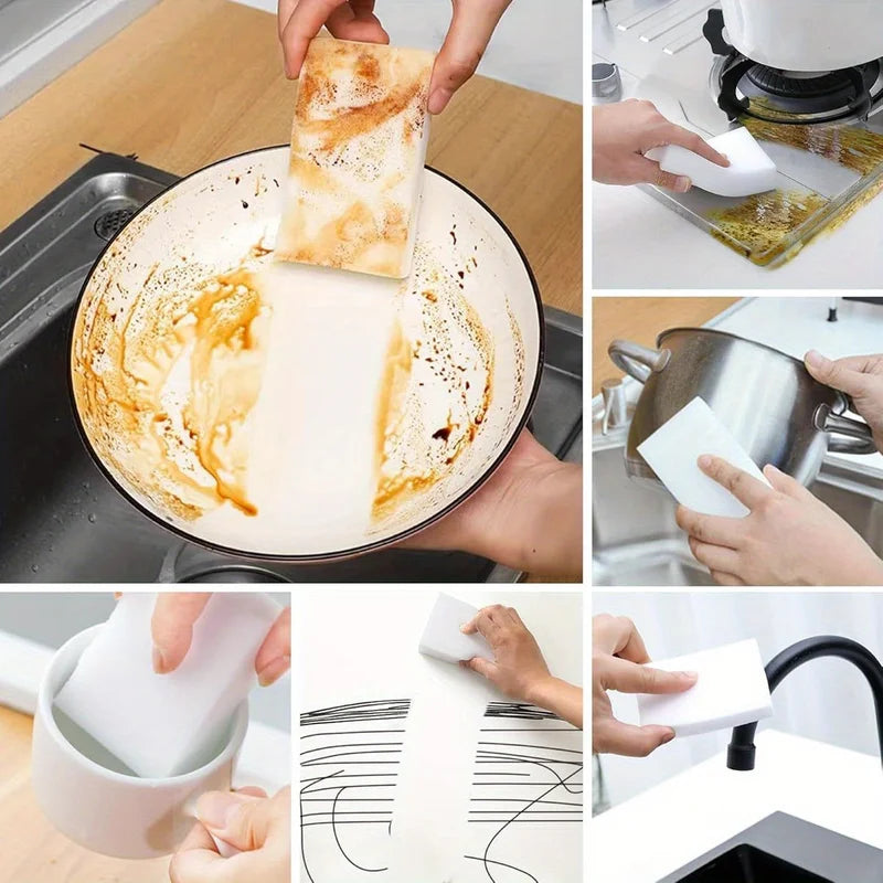 20Pcs Melamine Sponge Cleaning Erasers for Kitchen & Household Use