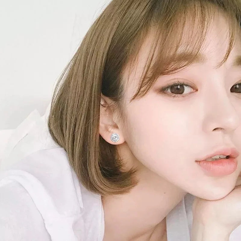 Sterling Silver Crystal Stud Earrings for Women Wedding Party Jewelry Gift