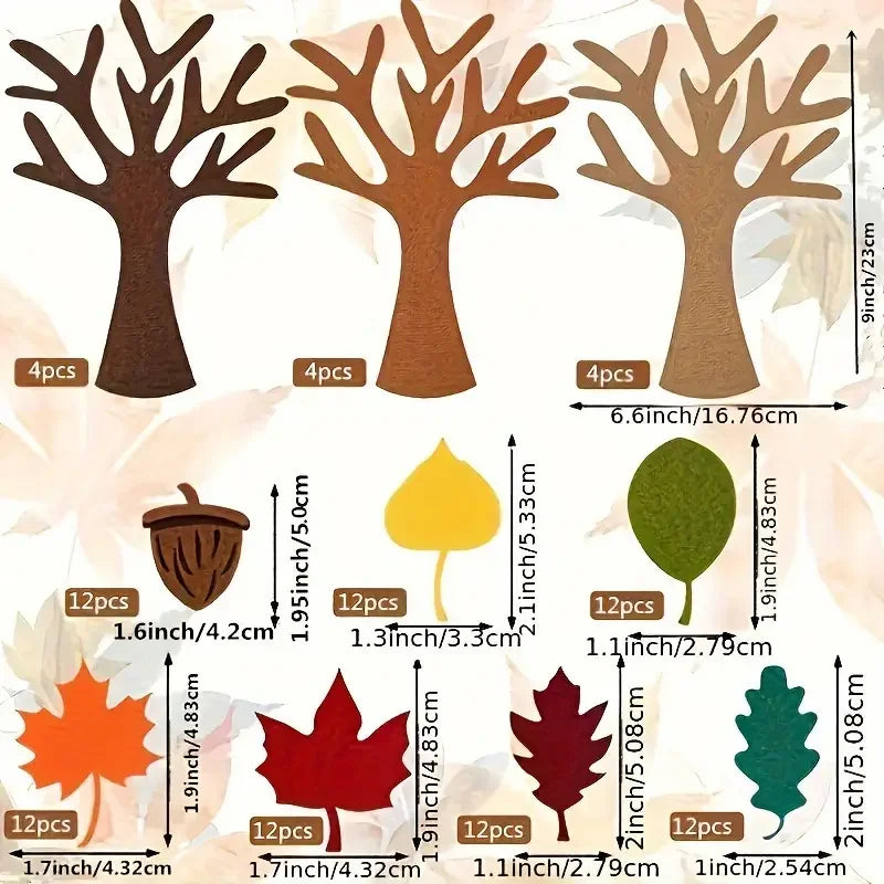 DIY Felt Tree Crafts Kit for Halloween Thanksgiving Christmas Wall Decor Set - 96 Pieces