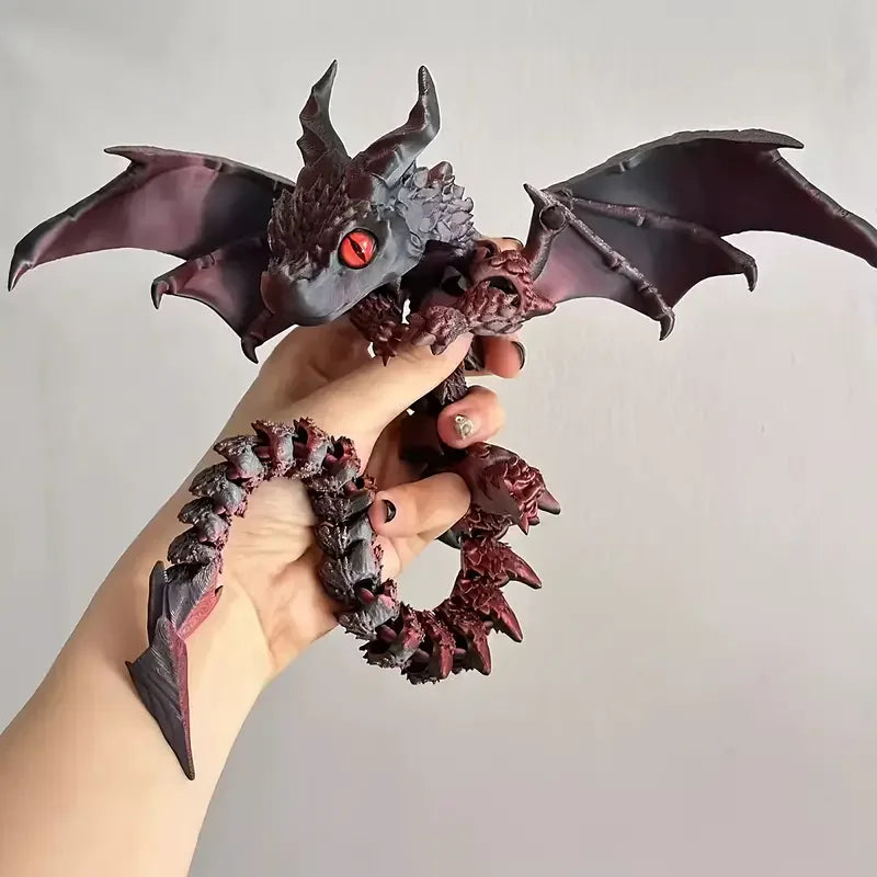 Fantasy Dragon Figurine with Adjustable Wings Resin Art Deco Home Decor