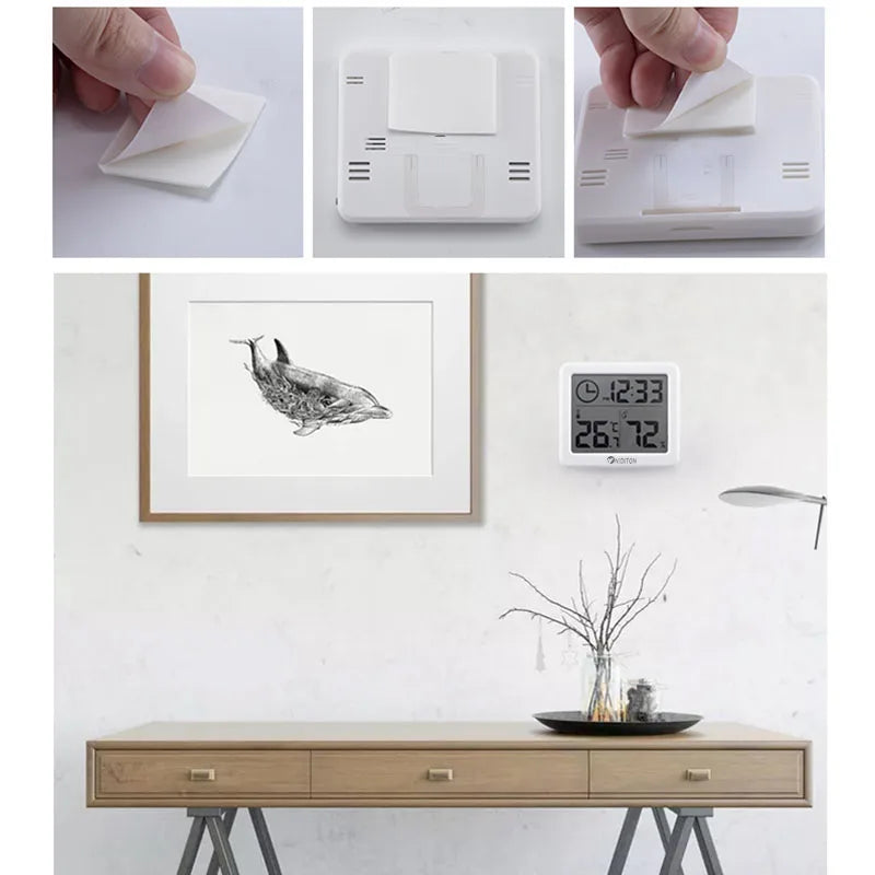 Digital Clock with Temperature and Humidity Display - Wall & Desk Clock for Home Office Kitchen