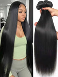 Brazilian Long Straight Virgin Human Hair Bundles - Natural Black, 12-42 Inches