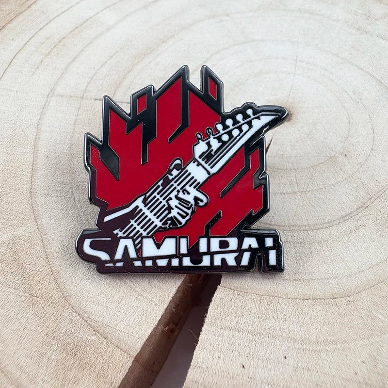 Anime Punk 2077 Samurai Guitar Logo Enamel Brooch Lapel Pin Jewelry Gift