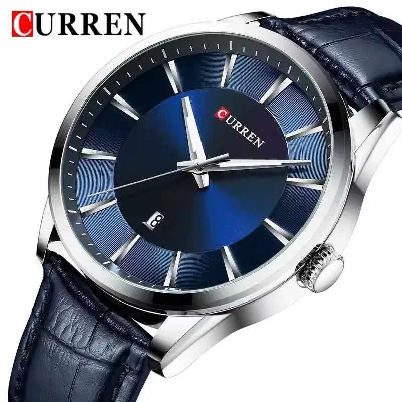 Men's Minimalist Water-Resistant Quartz Watch with Leather Strap - Business Style