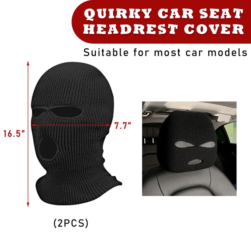 Universal Car Headrest Cover Face Mask Ski Mask Holiday Decoration for Tesla BMW Ford Volkswagen Kia