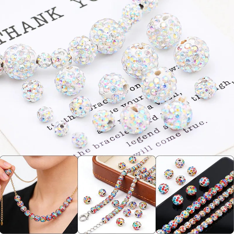 White AB Beads for Jewelry Making 4-10mm Handmade Bead Strings DIY Bracelets