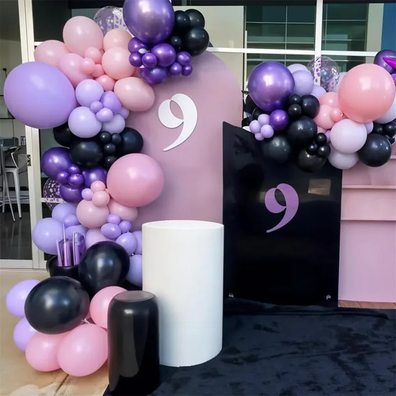 30pcs Metallic Purple Pink Black Balloons 12 Inch Confetti Party Decor