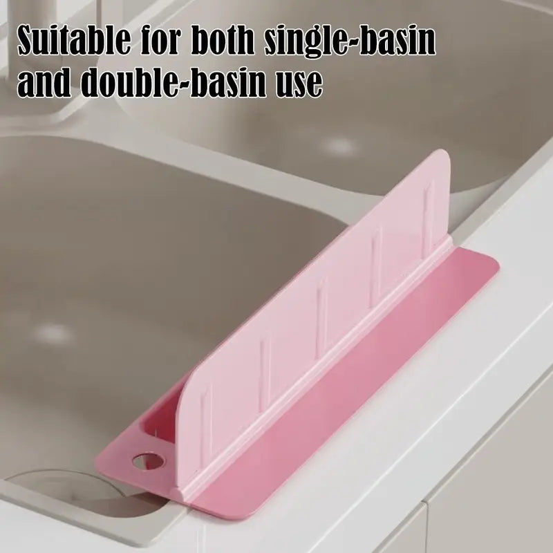 Foldable Silicone Sink Splash Guard with Storage - Waterproof Water Dam for Kitchen Washing
