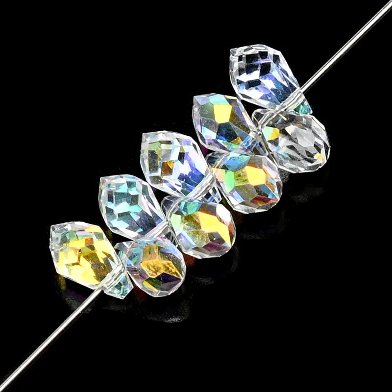 Glass Beads 5x8mm Tear Drop Shape Loose Spacer Beads for Jewelry Making - 30 pcs