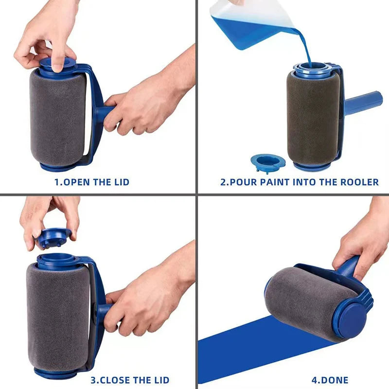 Paint Roller Brush Kit with Foam & Triangular Brushes for Interior Walls