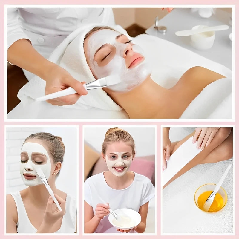 Facial Mask Brush Set - Soft-Head Applicator with Clear Plastic Handle for Skin Care Spa & Salon