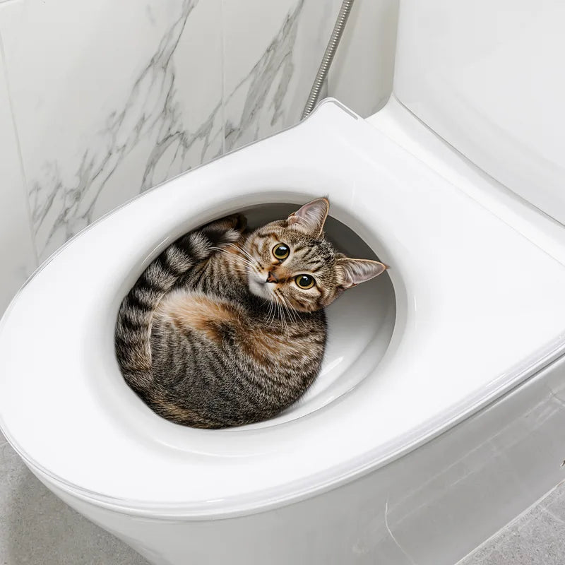 Funny Cat Toilet Sticker Wall Decal - Bathroom WC Accessories