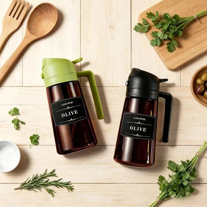 2-in-1 Glass Oil Dispenser Spray Bottle 16oz Leakproof Kitchen Utensil