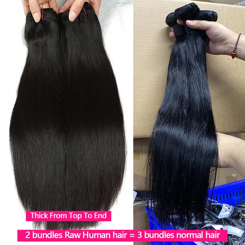 Human Hair Extensions Bundle 100% Raw Virgin Straight Hair 20-24 Inch