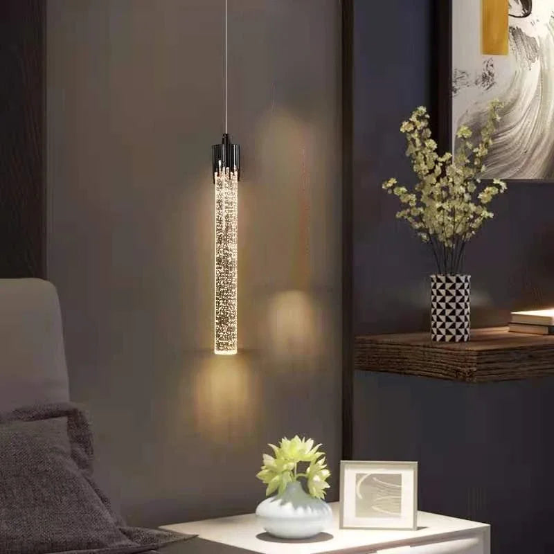 Modern LED Pendant Light Fixture with Crystal Accents for Living Room Bedroom