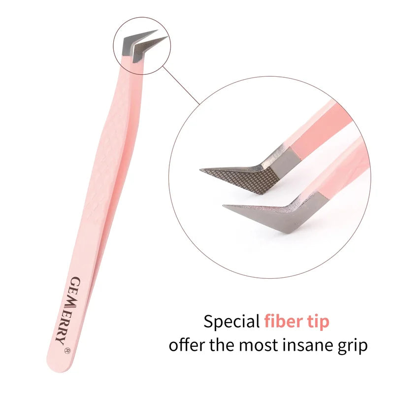 Fiber Tips Eyelash Tweezers - Professional Stainless Steel Makeup Tool