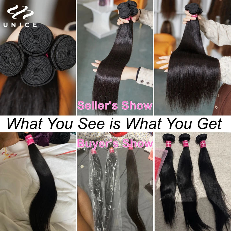 Brazilian Bone Straight Hair Bundles 30 Inch Human Hair Weave - Virgin Remy, Full & Dyeable