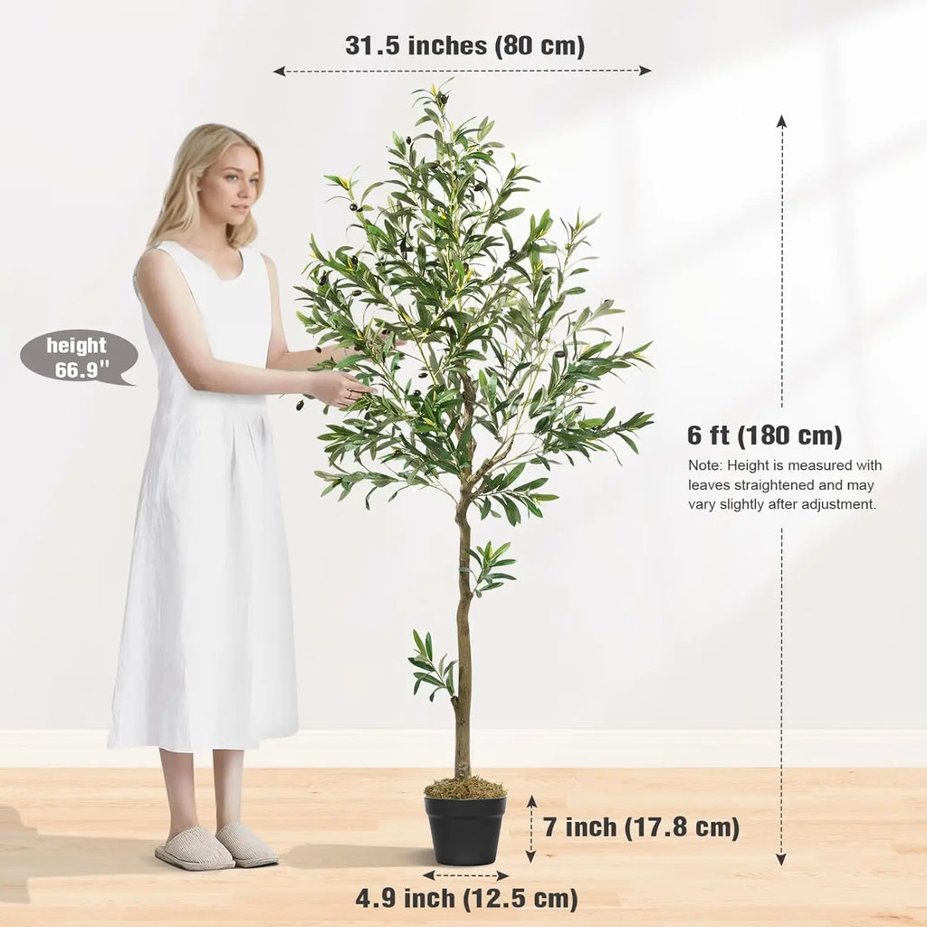 Artificial Olive Tree with Natural Wood Trunk - Lifelike Indoor Faux Tree in Various Heights