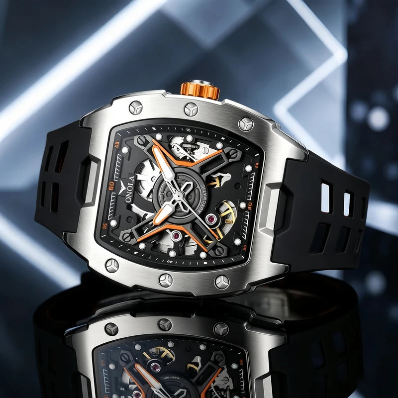 Automatic Mechanical Watch for Men Waterproof Silicone Strap - ONOLA