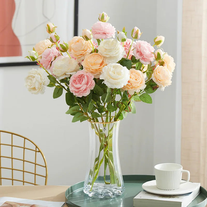Artificial Silk Rose Flower Bridal Bouquet Fake Peony Wedding Table Decoration