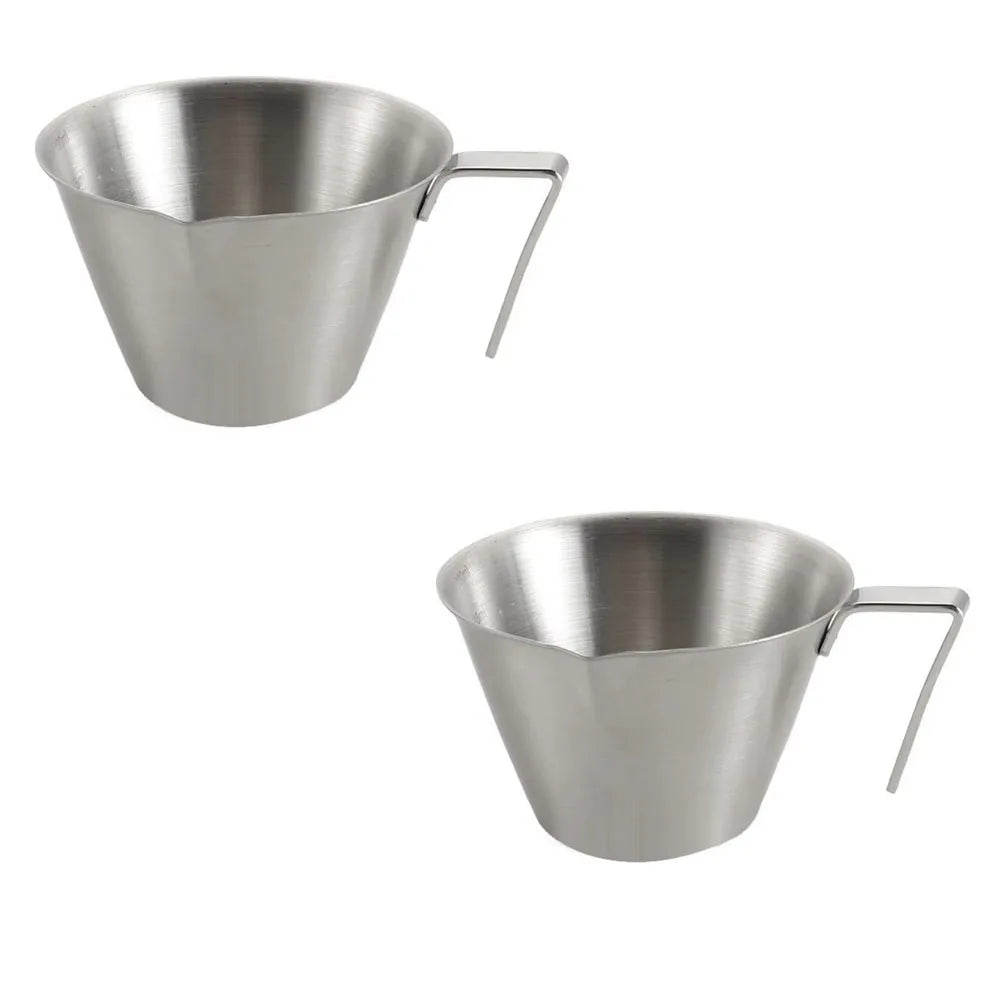 Stainless Steel Espresso Cups with Handle and V-Shaped Spout - Coffee and Dessert Measuring Cups with Scale
