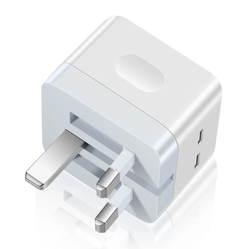 40W Dual USB-C Fast Charger with Foldable Wall Plug for iPhone & iPad