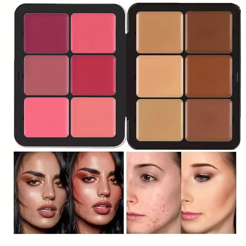 12-Color Concealer Blush Cream Matte Highlight Contour Makeup Palette All-in-One