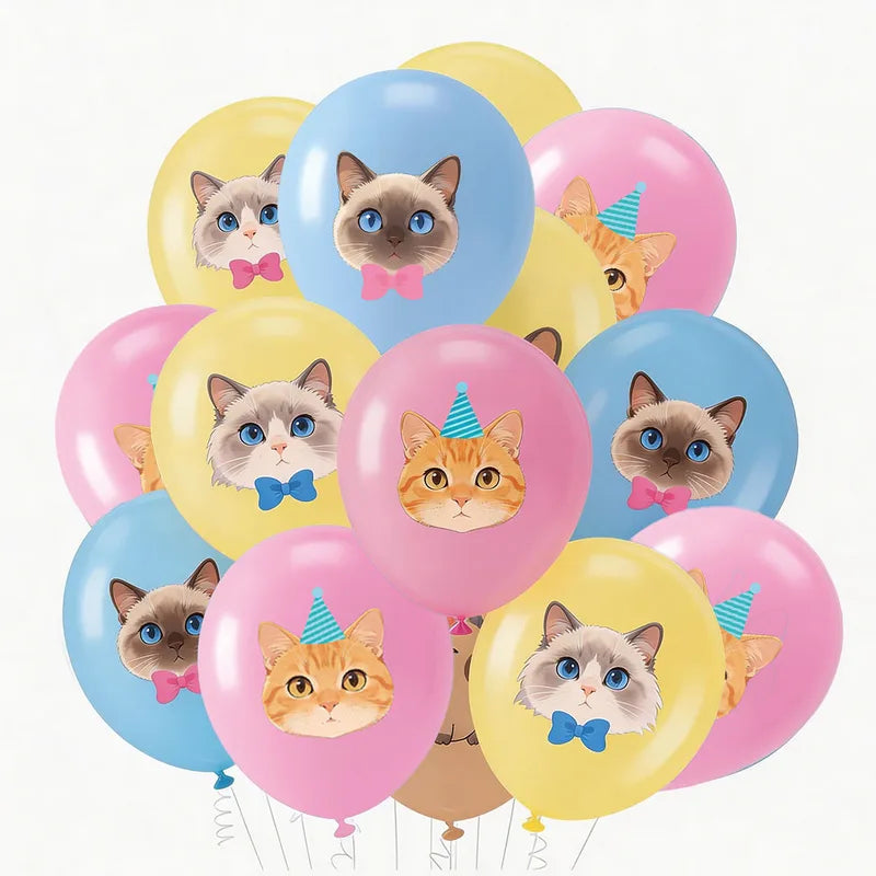 Cat Latex Balloons 12 Inch Cute Kitten Balloons for Birthday Baby Shower Pet Cat Party Decorations