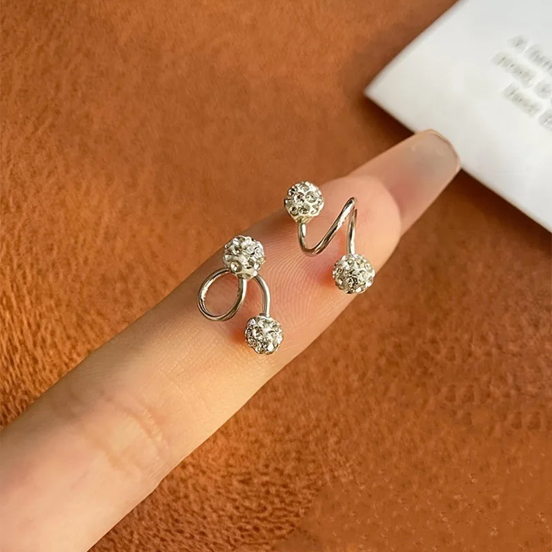 Minimalist Women's Spherical Earrings with Spiral Design - Daily Jewelry
