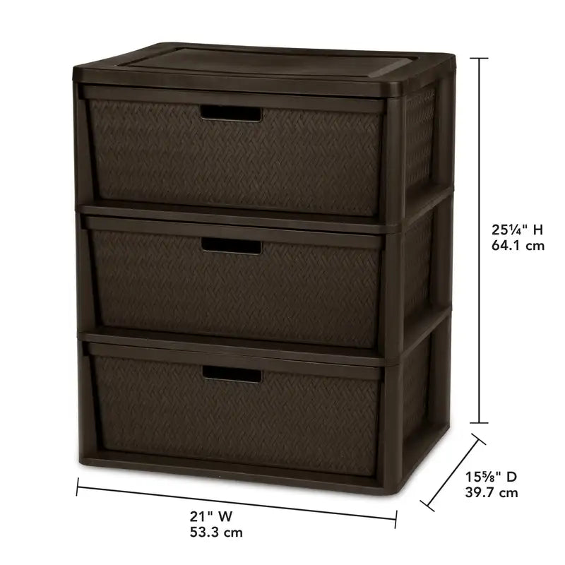 Multi-Color Wide 3 Drawer Plastic Storage Tower with Removable Bins