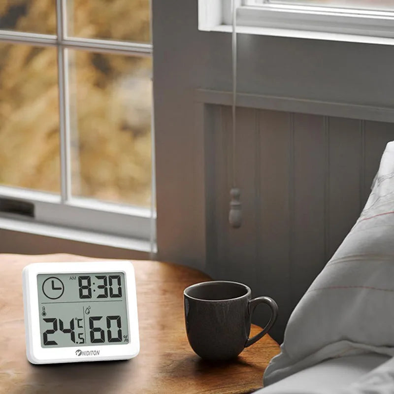 Digital Clock with Temperature and Humidity Display - Wall & Desk Clock for Home Office Kitchen