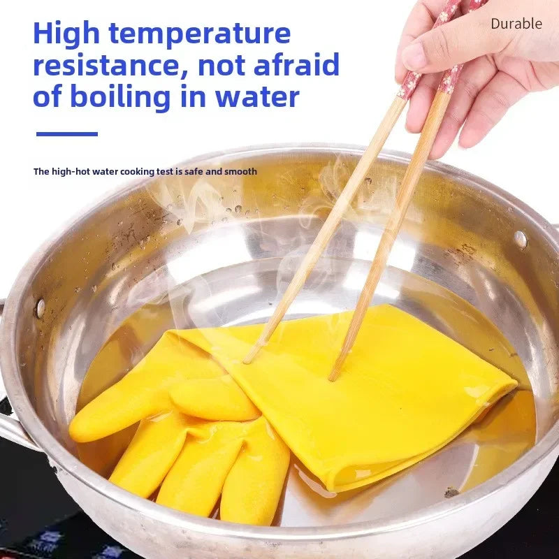 Chemical-Resistant Latex Gloves for Household Kitchen and Laundry - Thickened, Acid & Alkali Safe