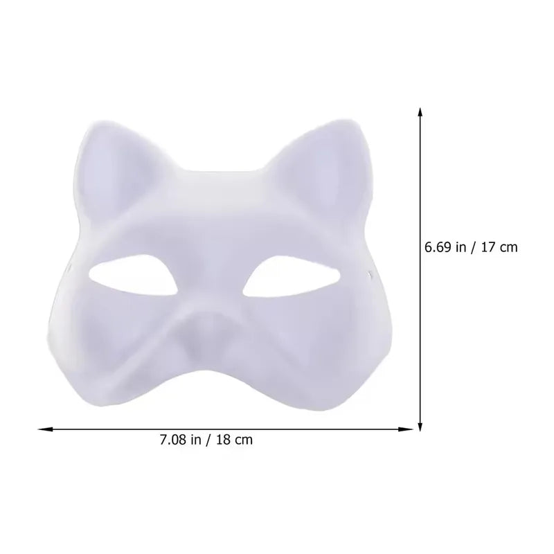 5 Pcs White Cat Masks for DIY Halloween Cosplay Party Mask Set Animal Half Face Masks