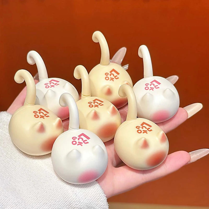Cute Cat Shaped Mirror Lip Gloss with Brush - Clear Non-Stick Lip Balm