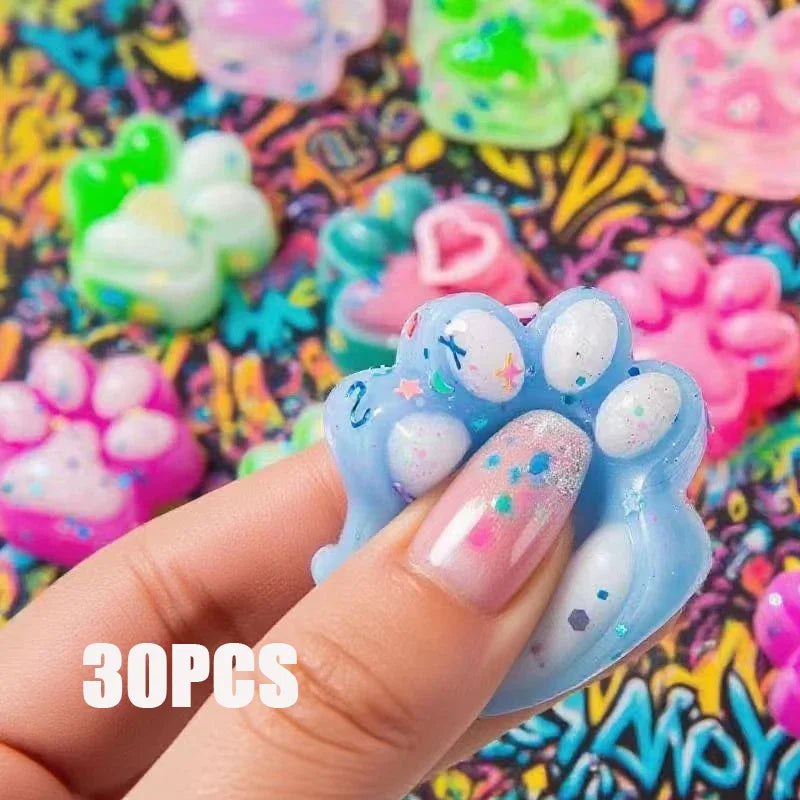 Mini Colorful Cat Claw Plush Pinch Toys Pack - Halloween & Party Favors
