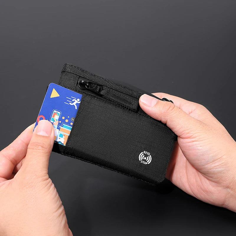Luxury Men Wallet with Zipper Card Holder and Key Case - Slim Nylon Design