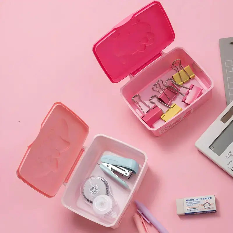 Cartoon Cotton Pad Organizer Storage Box for Cosmetics and Stationery