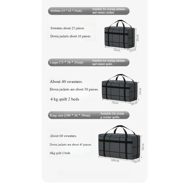 Large Capacity Folding Duffel Bag for Clothing Storage – Portable Wardrobe Organizer with Double Zipper