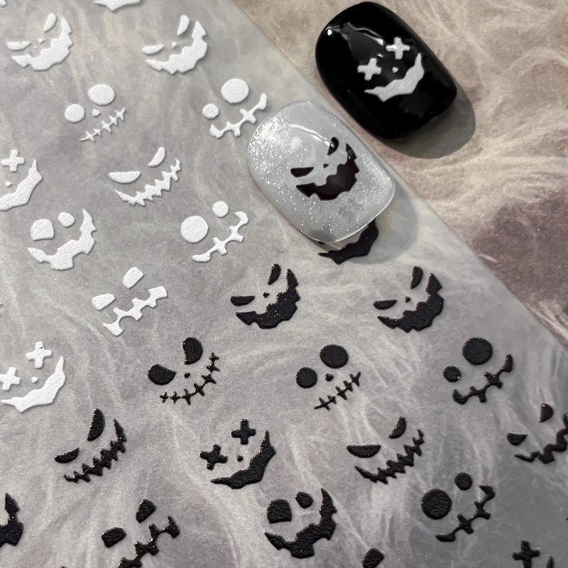 Halloween Nail Charms & Stickers - Dark Spooky Face Pumpkin Art Decals