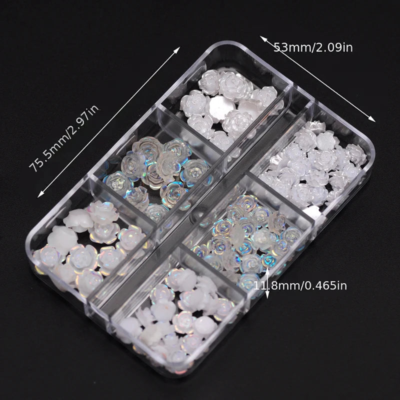 3D Nail Art Charms Rhinestones Set - Acrylic Flowers for Manicure & DIY Crafts