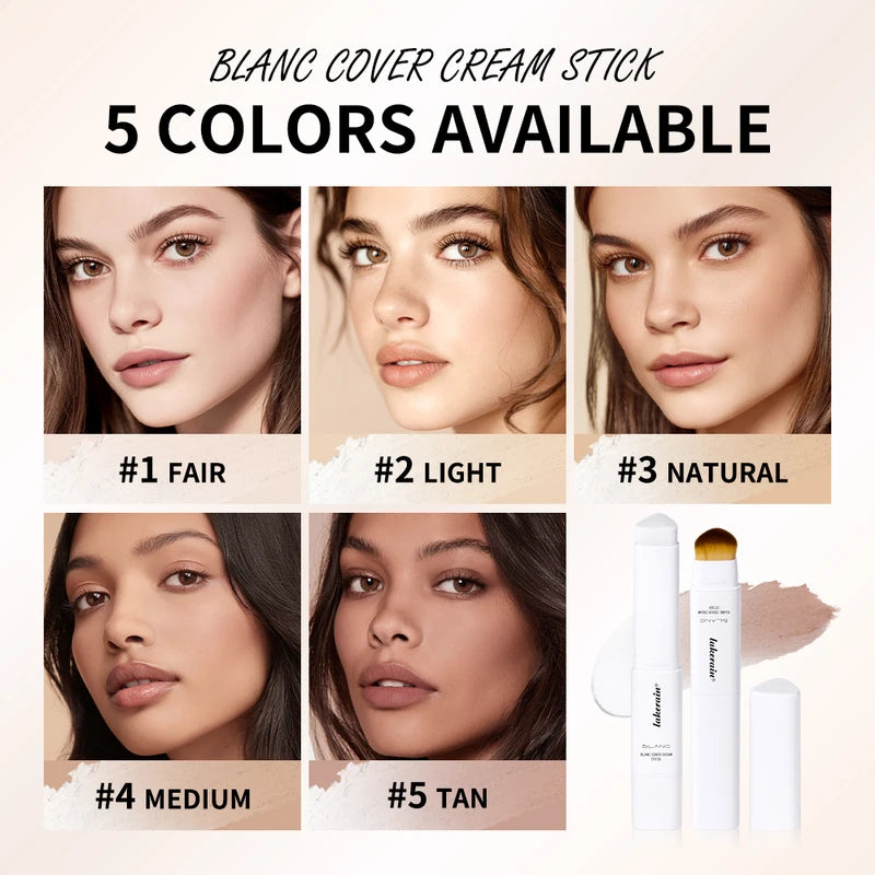 Color Changing Foundation Stick High Coverage Waterproof Makeup with Brush - Multiple Shades