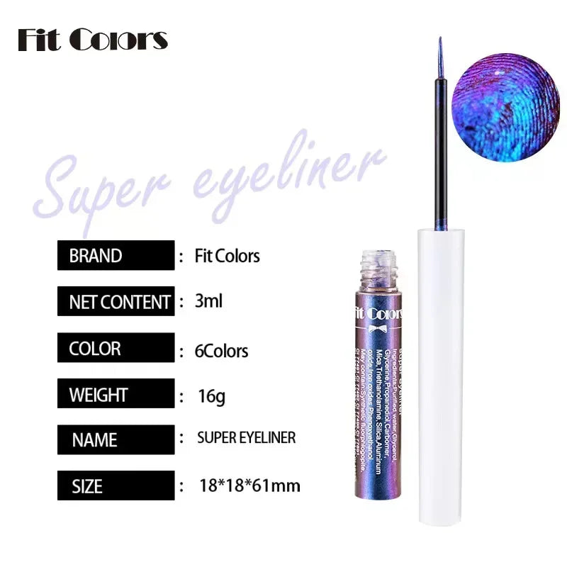 Liquid Eyeliner with Pearl Glitter & Multi-Chrome Colors - Long-Lasting Metallic Eye Makeup