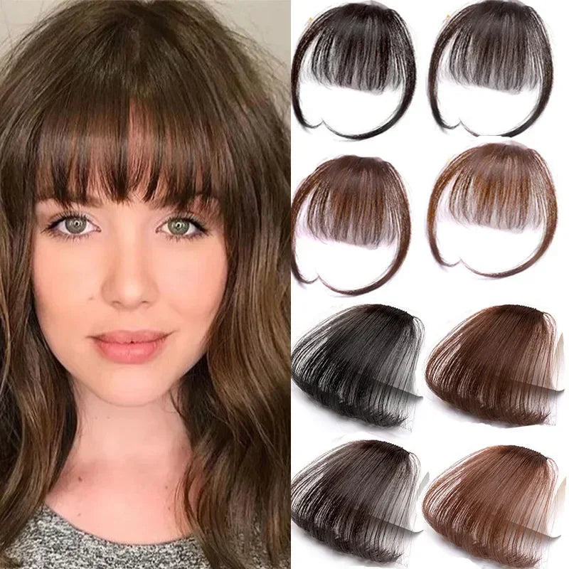 Women Clip-In Fake Bangs Hairpiece, Synthetic Fringe for Styling, Natural Look