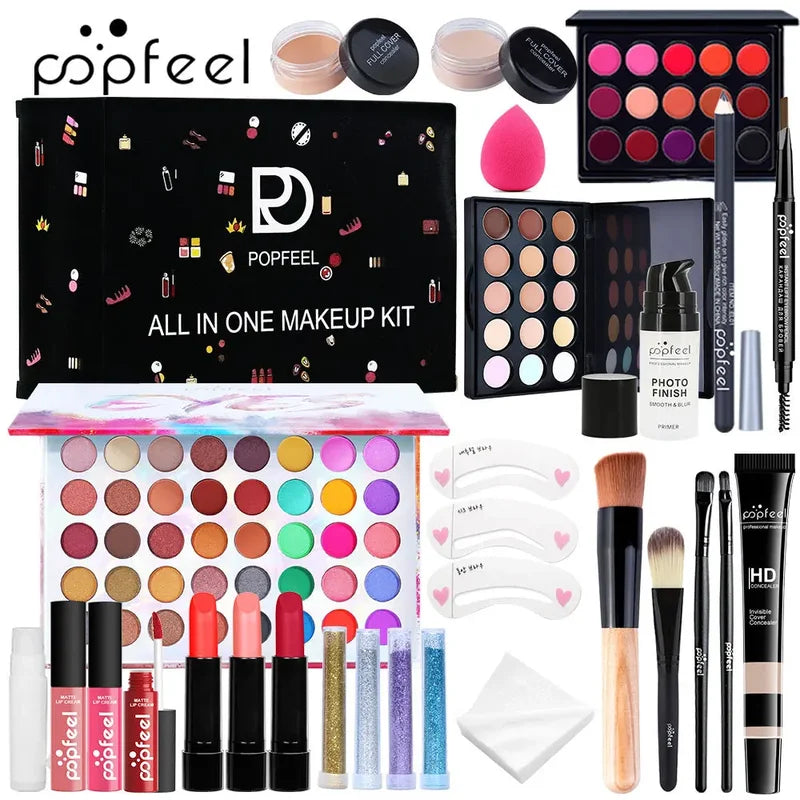 Full Makeup Kit with Eye Shadow Blush Foundation Face Powder Cosmetic Set for Women